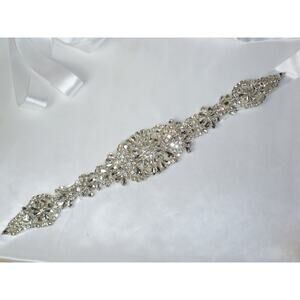 White rhinestone crystal bridal wedding dress white rhinestone bridal sash belt